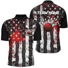 Load image into Gallery viewer, Red Lightning American Flag Custom Unisex Bowling Team Jerseys, Patriotic Bowling Team Shirts IPHW6178