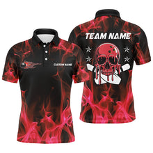 Load image into Gallery viewer, Custom Red Flame Skull Bowling Team Shirts, Bowling Polo/ Quarter-Zip Shirts For Men And Women IPHW6180