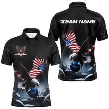 Load image into Gallery viewer, Custom American Flag Eagle Bowling Team Men Polo Shirts, Patriotic US Bowling League Shirt IPHW8937