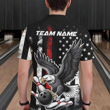 Load image into Gallery viewer, Custom Red Line American Flag Eagle Bowling Men Polo Shirt, Patriotic US Bowling Shirt IPHW8939