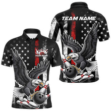 Load image into Gallery viewer, Custom Red Line American Flag Eagle Bowling Men Polo Shirt, Patriotic US Bowling Shirt IPHW8939
