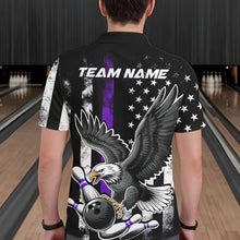 Load image into Gallery viewer, Custom Purple Line American Flag Eagle Bowling Men Polo Shirt, Patriotic US Bowling Shirt IPHW8940