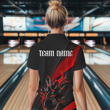 Load image into Gallery viewer, Custom Black And Red Flame Duckpin Bowling Women Quarter-Zip Shirts, Tournament Outfit IPHW8945