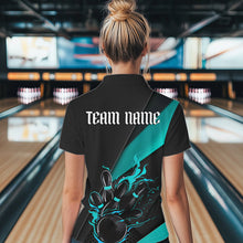 Load image into Gallery viewer, Custom Black And Blue Flame Duckpin Bowling Women Quarter-Zip Shirts, Tournament Outfit IPHW8946