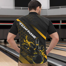 Load image into Gallery viewer, Custom Black And Yellow Flame Duckpin Bowling Quarter-Zip Shirt For Men, Bowling Team League Shirt IPHW8948