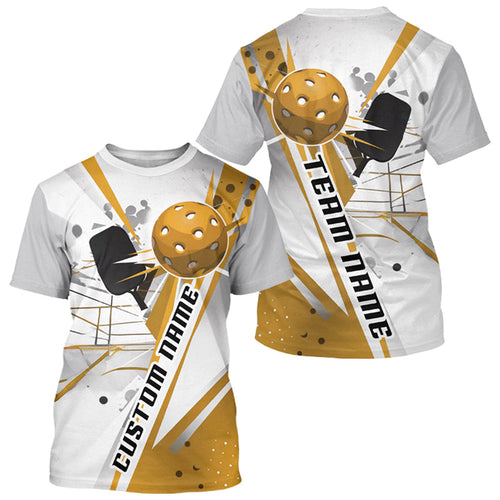 White And Yellow Custom Pickleball T-Shirts For Men And Women, Pickleball Team Shirt Pickleball Tournament Outfit IPHW7573