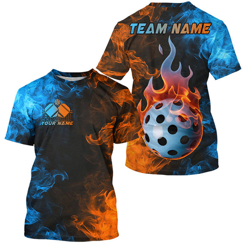 Blue Water And Fire Custom Flame Pickleball T-Shirts For Men, Pickleball Jerseys IPHW7574