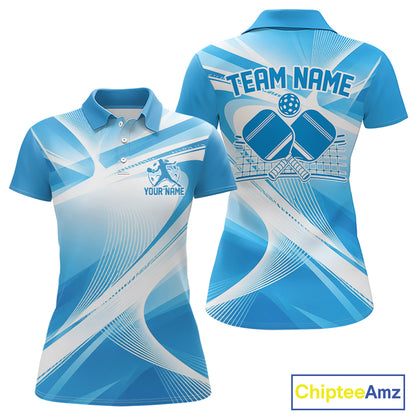 Custom Blue Pickleball Matching Team Tournament Shirt, Pickleball League Women Polo IPHW12737
