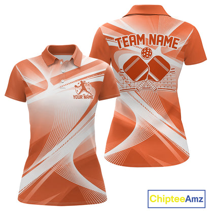 Custom Orange Pickleball Matching Team Tournament Shirt, Pickleball League Women Polo IPHW12738