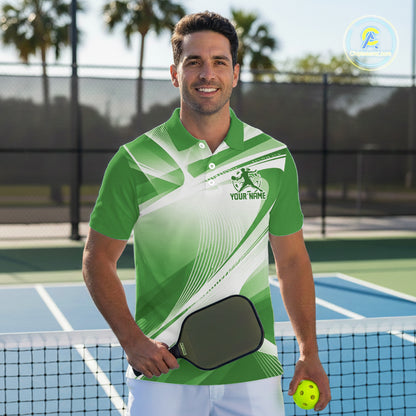Custom Green Pickleball Matching Team Tournament Shirt, Pickleball League Men Polo IPHW12739