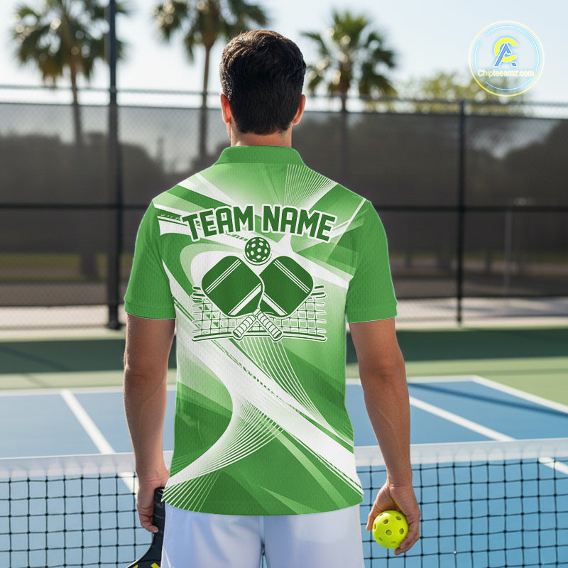 Custom Green Pickleball Matching Team Tournament Shirt, Pickleball League Men Polo IPHW12739