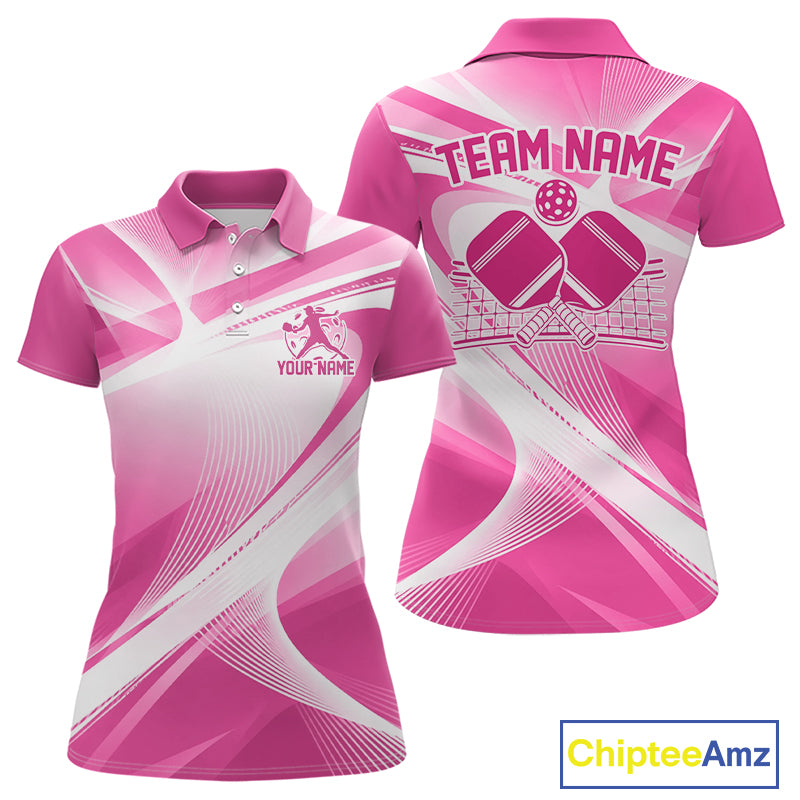 Custom Pink Pickleball Matching Team Tournament Shirt, Pickleball League Women Polo IPHW12740