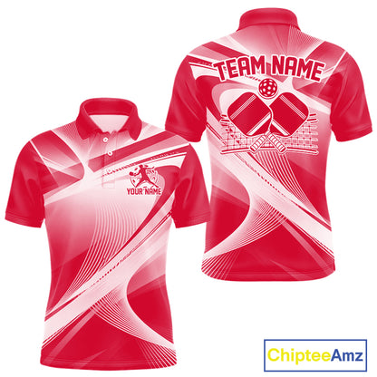 Custom Red Pickleball Matching Team Tournament Shirt, Pickleball League Men Polo IPHW12741