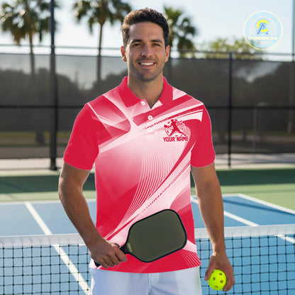 Custom Red Pickleball Matching Team Tournament Shirt, Pickleball League Men Polo IPHW12741
