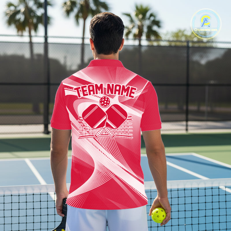 Custom Red Pickleball Matching Team Tournament Shirt, Pickleball League Men Polo IPHW12741