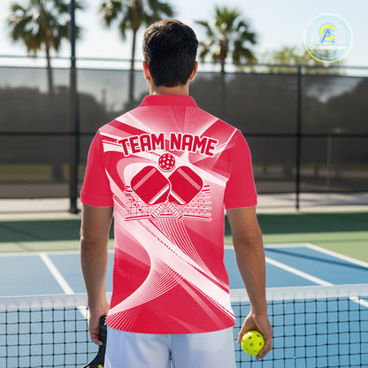 Custom Red Pickleball Matching Team Tournament Shirt, Pickleball League Men Polo IPHW12741