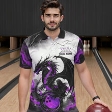 Load image into Gallery viewer, Black And Purple Thunder Lightning Custom Dragon Bowling Men Polo Shirts, Bowling Uniform IPHW8695