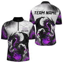 Load image into Gallery viewer, Black And Purple Thunder Lightning Custom Dragon Bowling Men Quarter-Zip Shirts, Bowling Uniform IPHW8695