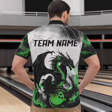 Load image into Gallery viewer, Black And Green Thunder Lightning Custom Dragon Bowling Men Quarter-Zip Shirts, Bowling Uniform IPHW8696