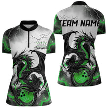 Load image into Gallery viewer, Black And Green Thunder Lightning Custom Dragon Bowling Women Quarter-Zip Shirts IPHW8696