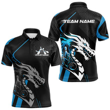 Load image into Gallery viewer, Custom Black And Blue Dragon Bowling Jerseys, Bowling Team Men Polo Shirts Bowlers Outfit IPHW8700