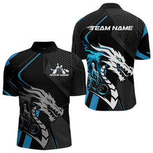 Load image into Gallery viewer, Custom Black And Blue Dragon Bowling Jerseys, Bowling Team Men Quarter-Zip Shirts Bowlers Outfit IPHW8700