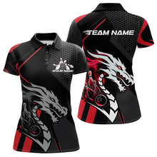 Load image into Gallery viewer, Custom Black And Red Dragon Bowling Jerseys, Bowling Team Women Polo Shirts Bowlers Outfit IPHW8701