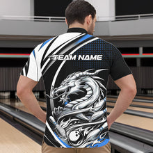 Load image into Gallery viewer, Custom Black And Blue Dragon Bowling Team Quarter-Zip Shirts For Men, Dragon Bowling Jerseys IPHW8706