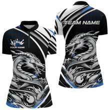 Load image into Gallery viewer, Custom Black And Blue Dragon Bowling Team Women Quarter-Zip Shirts, Dragon Bowling Jerseys IPHW8706