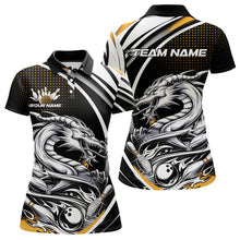 Load image into Gallery viewer, Custom Black And Yellow Dragon Bowling Team Polo Shirts For Women, Dragon Bowling Jerseys IPHW8707