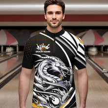 Load image into Gallery viewer, Custom Black And Yellow Dragon Bowling Team Quarter-Zip Shirts For Men, Dragon Bowling Jerseys IPHW8707