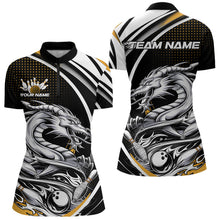 Load image into Gallery viewer, Custom Black And Yellow Dragon Bowling Women Quarter-Zip Shirts , Dragon Bowling Jerseys IPHW8707