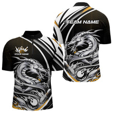 Load image into Gallery viewer, Custom Black And Yellow Dragon Bowling Team Quarter-Zip Shirts For Men, Dragon Bowling Jerseys IPHW8707