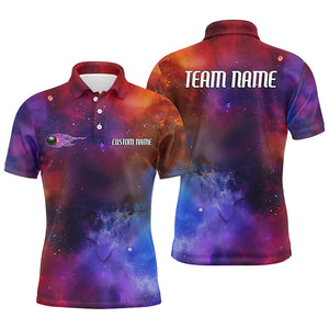 Galaxy Bowling Shirts For Men And Women, Custom Name Flame Bowling Ball Team Jerseys IPHW6192