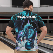 Load image into Gallery viewer, Custom Blue Flame Dragon Bowling Quarter-Zip Shirts For Men, Dragon Bowling Team Jerseys IPHW8959
