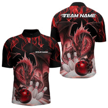 Load image into Gallery viewer, Custom Red Flame Dragon Bowling Quarter-Zip Shirts For Men, Dragon Bowling Team Jerseys IPHW8960