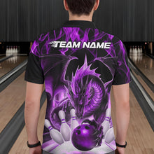 Load image into Gallery viewer, Custom Purple Flame Dragon Bowling Polo Shirts For Men, Dragon Bowling Team Jerseys IPHW8961