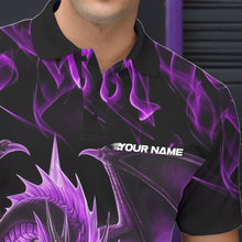 Load image into Gallery viewer, Custom Purple Flame Dragon Bowling Polo Shirts For Men, Dragon Bowling Team Jerseys IPHW8961