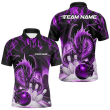 Load image into Gallery viewer, Custom Purple Flame Dragon Bowling Polo Shirts For Men, Dragon Bowling Team Jerseys IPHW8961