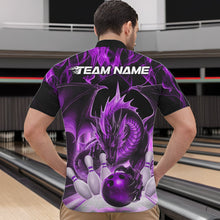 Load image into Gallery viewer, Custom Purple Flame Dragon Bowling Quarter-Zip Shirts For Men, Dragon Bowling Team Jerseys IPHW8961