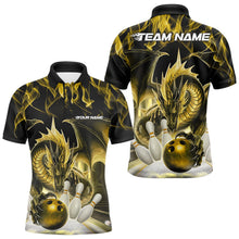 Load image into Gallery viewer, Custom Yellow Flame Dragon Bowling Polo Shirts For Men, Dragon Bowling Team Jerseys IPHW8962