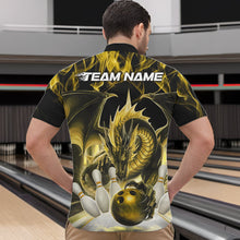 Load image into Gallery viewer, Custom Yellow Flame Dragon Bowling Quarter-Zip Shirts For Men, Dragon Bowling Team Jerseys IPHW8962