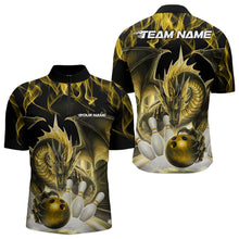 Load image into Gallery viewer, Custom Yellow Flame Dragon Bowling Quarter-Zip Shirts For Men, Dragon Bowling Team Jerseys IPHW8962