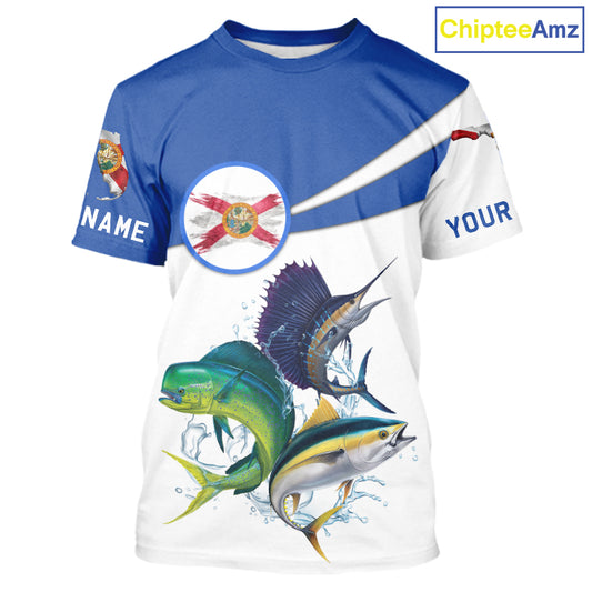 Custom Mahi Mahi, Sailfish, Tuna Florida Saltwater Fishing T-Shirts For Men IPHW11353