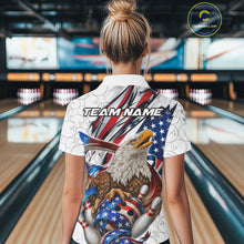 Load image into Gallery viewer, Custom Patriotic US Flag Eagle Bowling Women Shirt, USA Bowling Team League Shirt IPHW10163