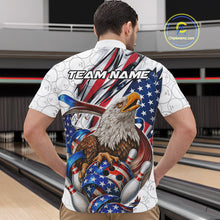 Load image into Gallery viewer, Custom Patriotic US Flag Eagle Bowling Men Shirt, USA Bowling Team League Shirt IPHW10163