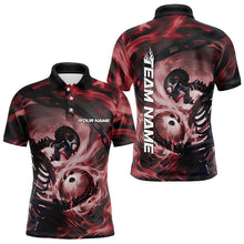 Load image into Gallery viewer, Custom Red Flame Skull Bowling Polo Shirts For Men, Bowling Tournament Bowling Team Shirt IPHW8469