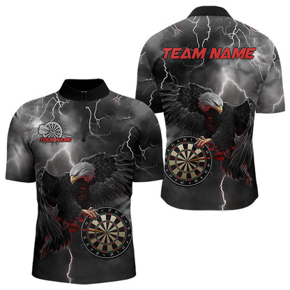 Custom Thunder Lightning Red Eagle Dart Quarter-Zip Shirts For Men, Dart Team Jerseys With Name IPHW8483