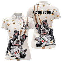 Load image into Gallery viewer, Custom Funny French Bulldog Bowling Women Polo Shirts, Dog Paw Print Bowler Outfit IPHW8975