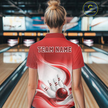 Load image into Gallery viewer, Custom Bowling Tournament Quarter-Zip Shirts For Women, Bowling League Team Shirt | Red IPHW11372